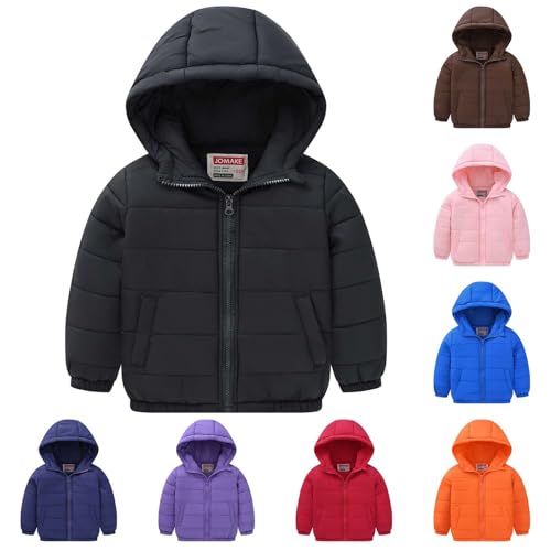 Unisex Toddler Winter Coat Hooded 2024 Fashion Solid Outwear Long Sleeve Zip Up Cropped Parkas with Pocket 1-10 Years - necksoother