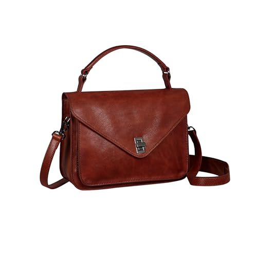 HESHE Leather Shoulder Bag Designer Crossbody Purses for Women Vintage Satchel Handbags Top Handle Bag for Work - necksoother