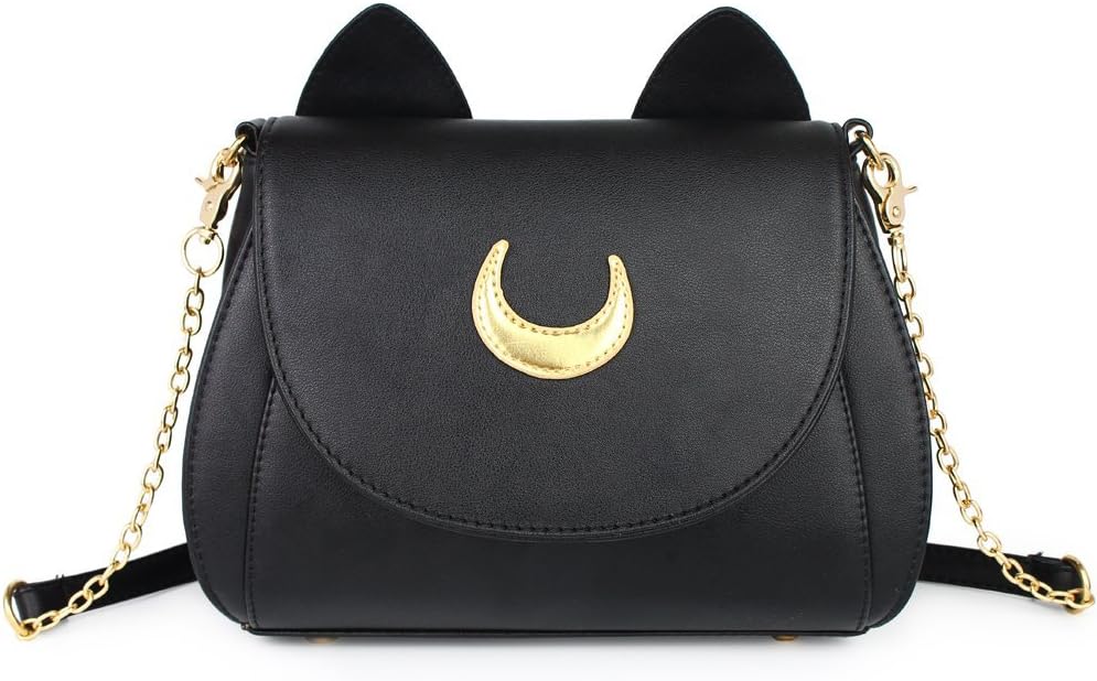 Moon Luna Cat Purses Pu Leather Gothic Purse Cosplay Moon Sailor Bag Handbags Shoulder Bags - necksoother