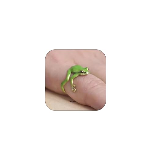 Tree Frog Ring for Women Cute Tree Frog Ring Adjustable Open Frog Ring Funny Green Frog Ring for Women Jewelry Gifts - necksoother