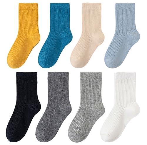 QandSweet Kids Boy Cotton Socks Striated Crew Children's Casual Athletic Socks - necksoother