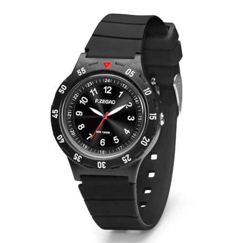 Kids Waterproof Watch for Boys Girls 10ATM. Kids Analog Watch with Second Hand Easy to Read Learning Time - necksoother