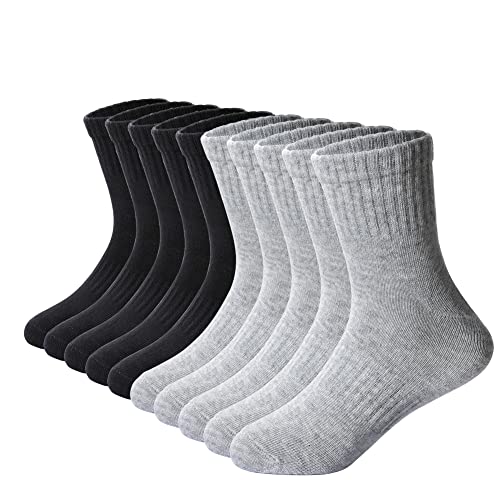 DoSmart Kids Athletic Crew Socks Boys Girls Classics Cotton School Uniform Childs Sports Breathable Casual Socks 10 Pairs - necksoother