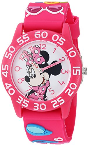 Disney Minnie Mouse Kids' Plastic Time Teacher Analog Quartz 3D Strap Watch - necksoother