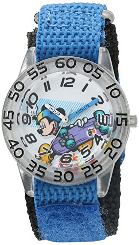 Disney Boy's 'Mickey Mouse' Quartz Plastic and Nylon Watch. Color:Blue (Model: W002995) - necksoother