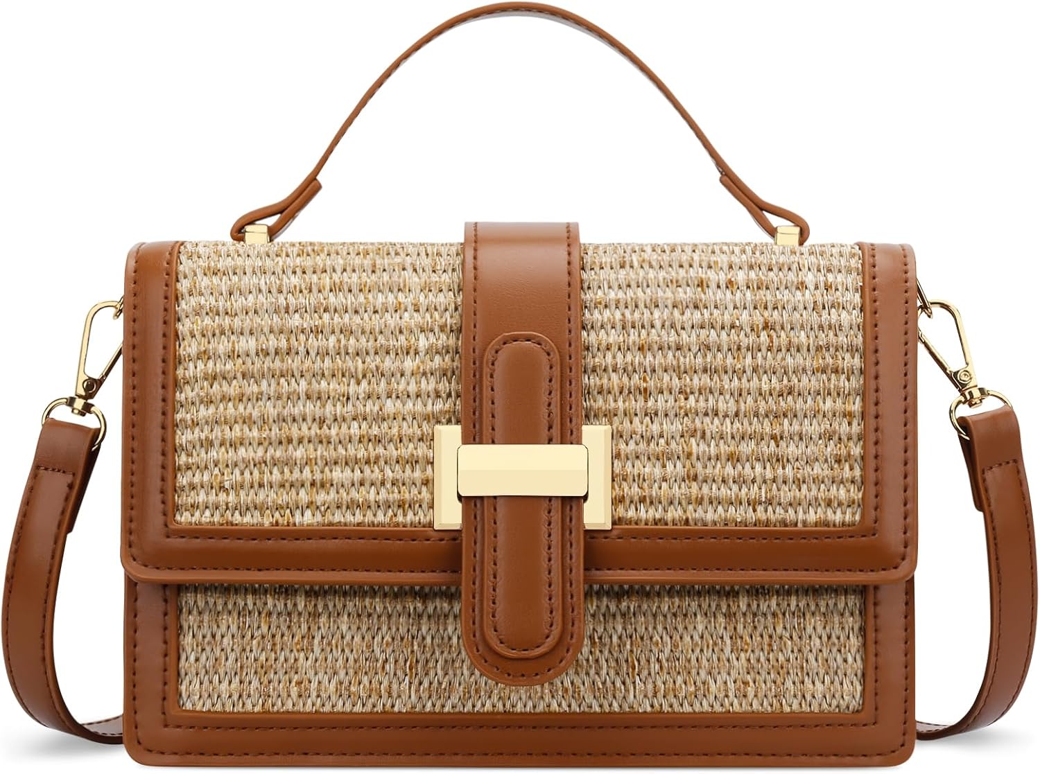 KKXIU Top Handle Straw Crossbody Bags for Women. Summer Straw Purses and Handbags Shoulder Clutch Beach Bag - necksoother