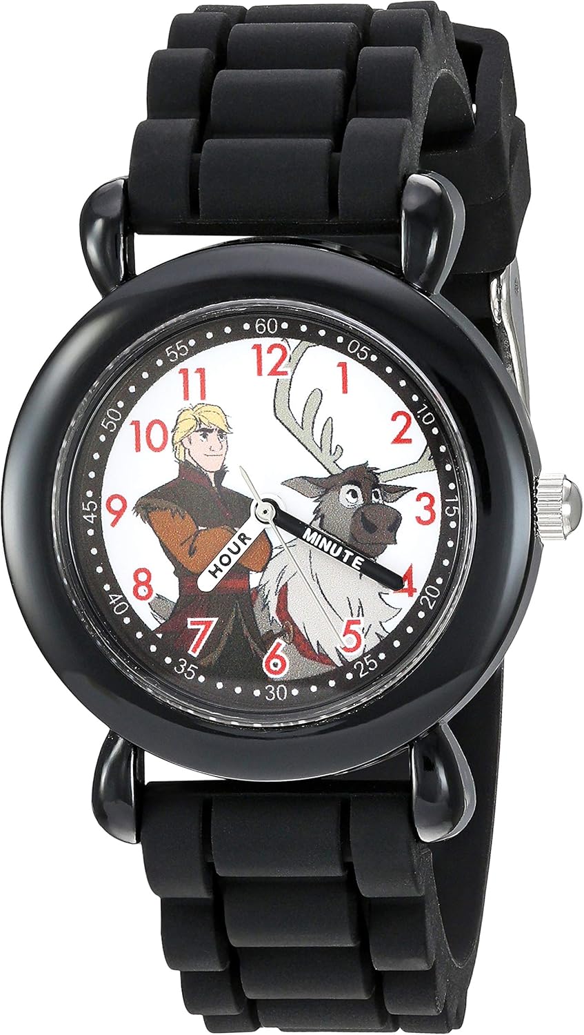 Disney Frozen Kids' Plastic Time Teacher Analog Quartz Silicone Strap Watch - necksoother