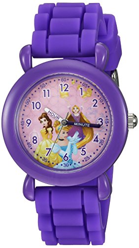 Disney Princess Kids' Plastic Time Teacher Analog Quartz Silicone Strap Watch - necksoother
