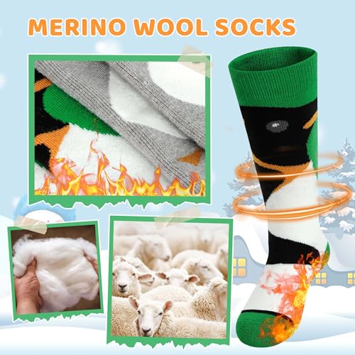 Merino Wool Ski Socks Kids 2 Pairs. Winter Warm Knee High Snowboarding Thermal Skating Socks for Boys Girls Toddlers - necksoother
