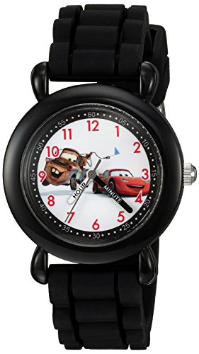 DISNEY Cars Kids' Plastic Time Teacher Analog Quartz Silicone Strap Watch - necksoother