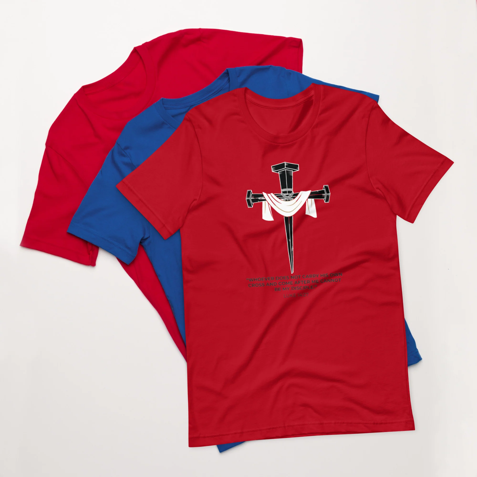 F&H Christian Whoever Does Not Carry His Own Cross Luke 14:27 Men's T-shirt - necksoother