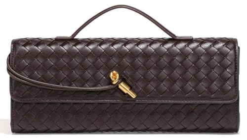 Trendy Woven Evening Clutch Purses Women Underarm Shoulder Handbag Cute Satchels Crossbody Purse PU Leather Wallet - necksoother