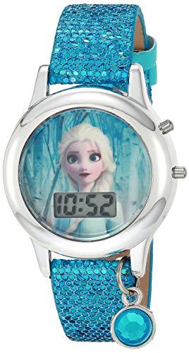 Accutime Disney Frozen Elsa Blue Digital Kids Watch for Toddler Girl with Charm Bracelet (Model: FZN45004AZ) - necksoother
