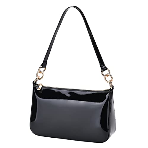 Glossy Faux Patent Leather Shoulder Bag for Women. Shiny Casual Clutch Purse. Mini Trendy Y2K Handbag - necksoother