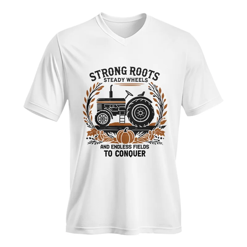 Thanksgiving Farmer Endless Fields To Conquer 3 - Unisex Jersey Short Sleeve V-Neck Tee - necksoother