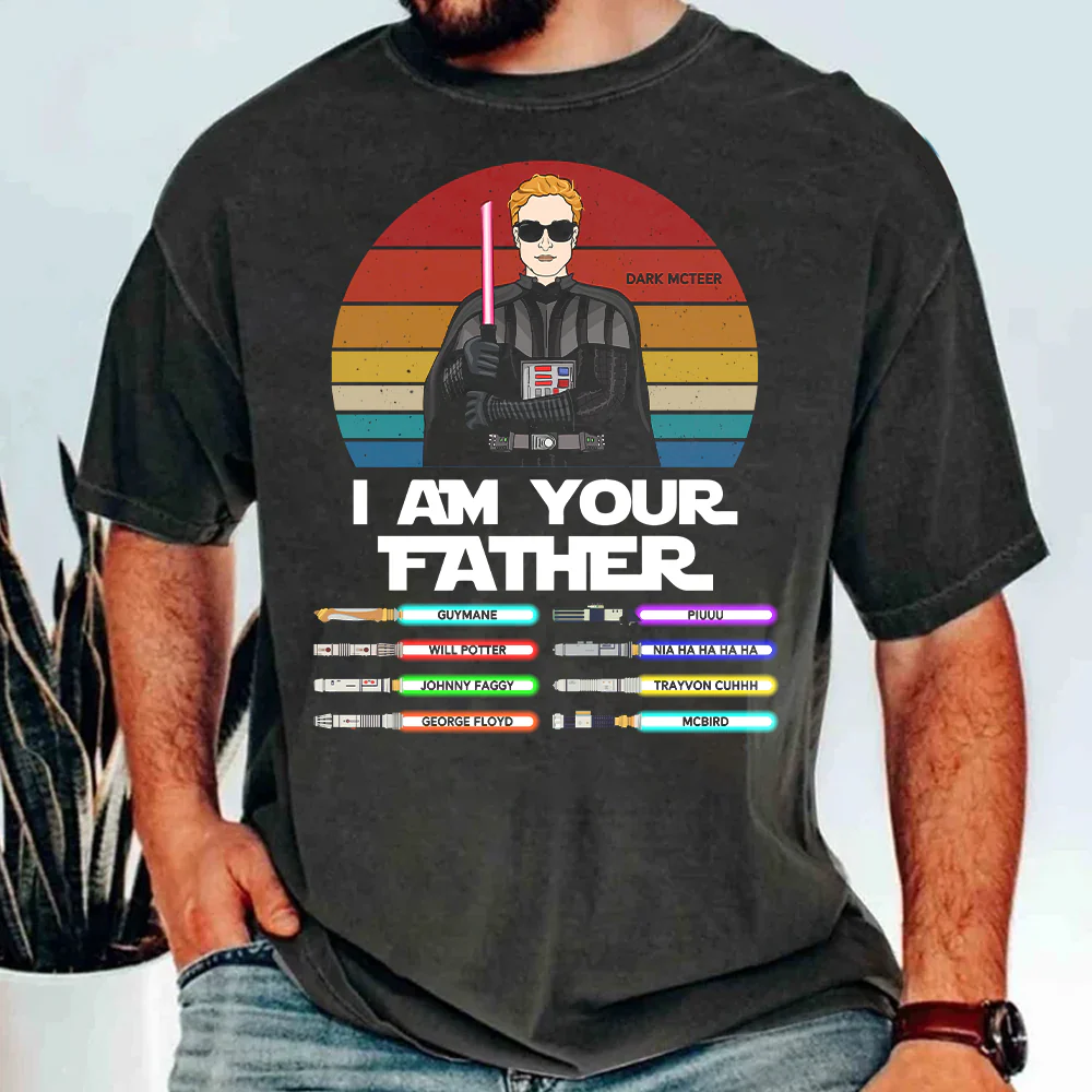 I Am Your Father Retro Color Darth Vader Premium T-Shirt | Personalized Gift with Kid's Name - necksoother