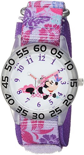 Disney Minnie Mouse Kids' Plastic Time Teacher Analog Quartz Nylon Strap Watch - necksoother
