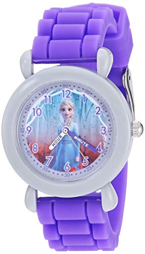 Disney Frozen Kids' Plastic Time Teacher Analog Quartz Silicone Strap Watch - necksoother