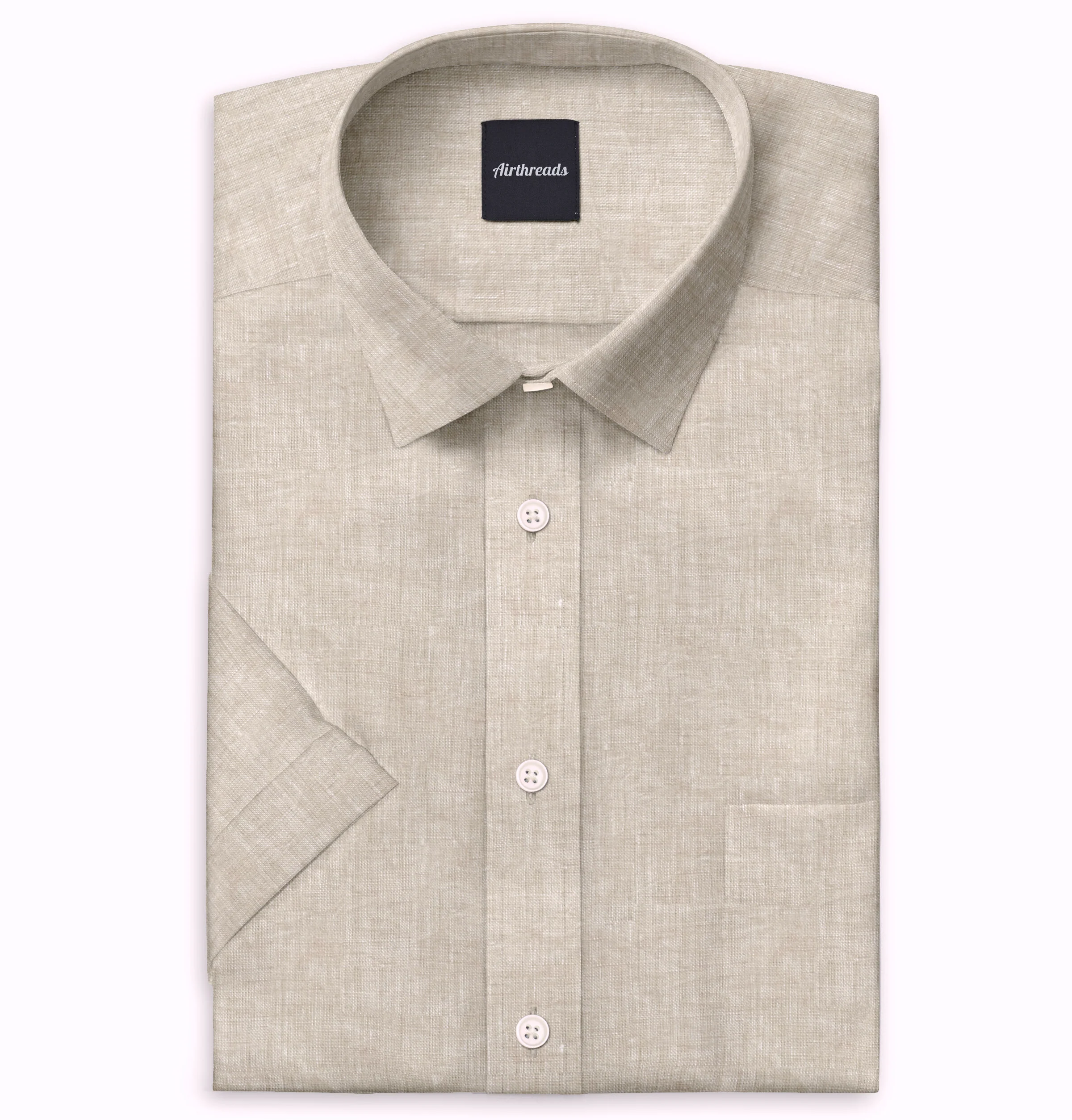 Short Sleeve Linen Shirt in Tan - necksoother