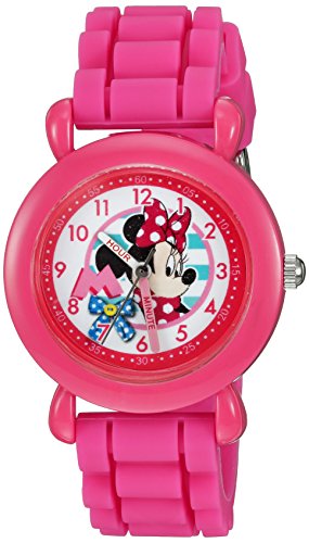 Disney Minnie Mouse Kids' Plastic Time Teacher Analog Quartz Silicone Strap Watch - necksoother
