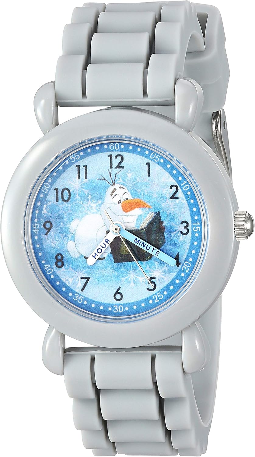 Disney Frozen Kids' Plastic Time Teacher Analog Quartz Silicone Strap Watch - necksoother