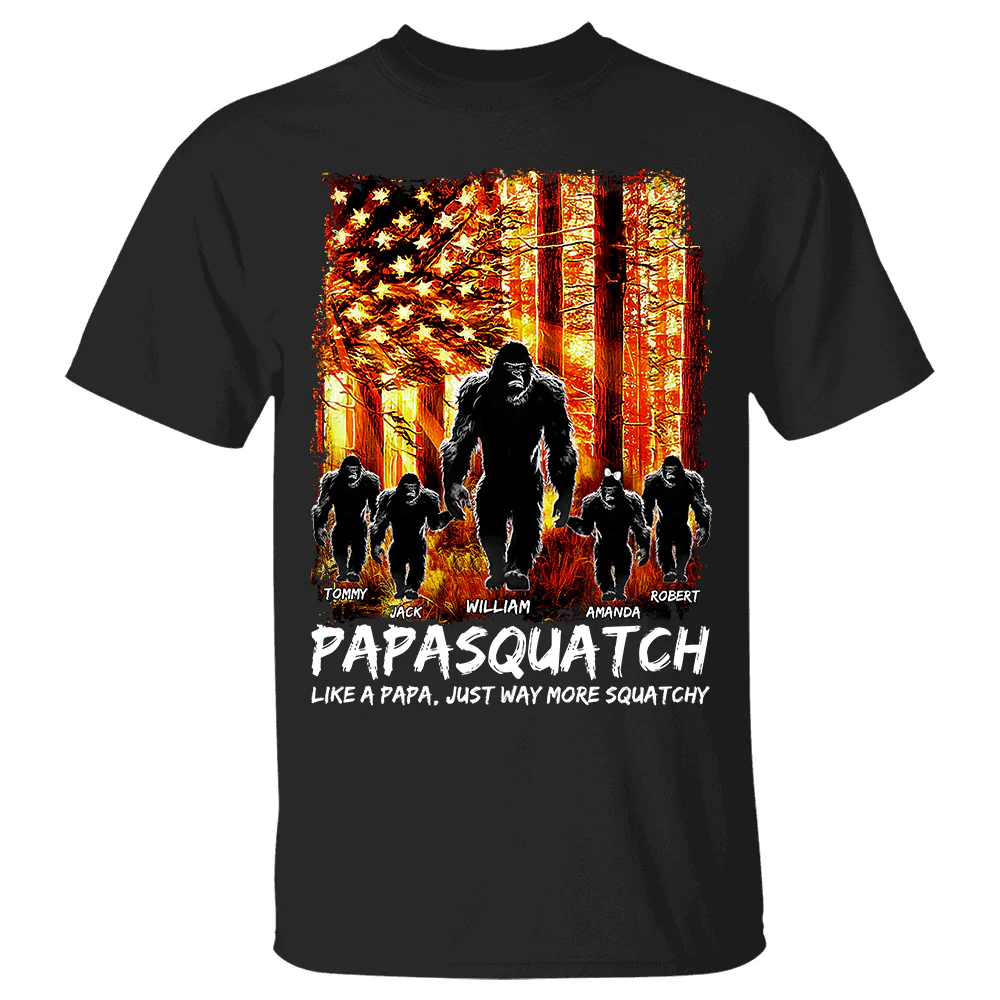 Papasquatch American The Sun Flag Personalized Shirt For Dad Grandpa Father's Day Gift H2511 - necksoother