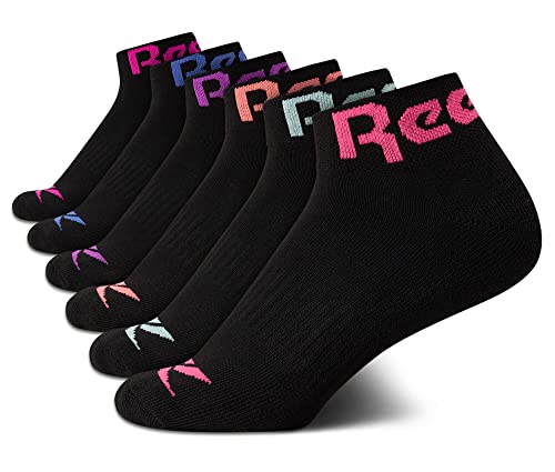 Reebok Girls' Quarter Socks - 6 Pack Performance Cushioned Comfort Quarter Cut Ankle Socks - Athletic Socks for Girls - necksoother