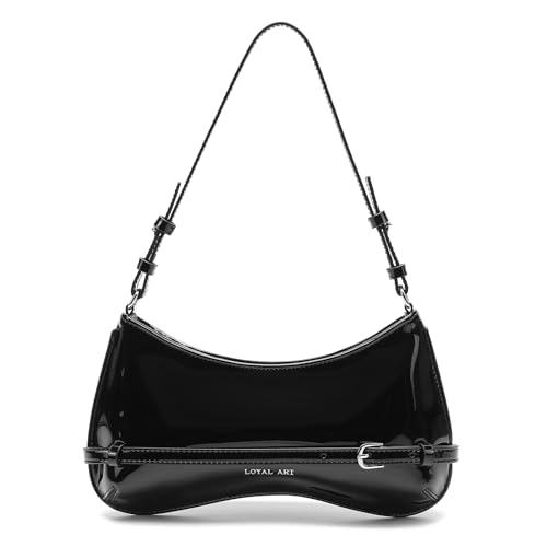 Trendy Shoulder Bag for Women. Small Under the Arm Purse Patent Leather Womens Purses and Handbags with Zipper Closure - necksoother