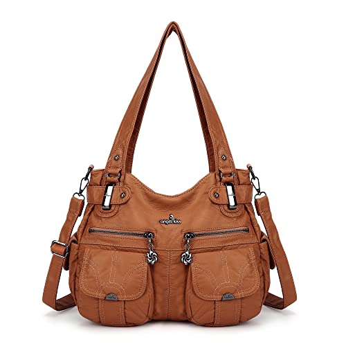 Purses and Handbags Women Tote Shoulder Top Handle Satchel Hobo Bags Fashion Washed Leather Purse - necksoother