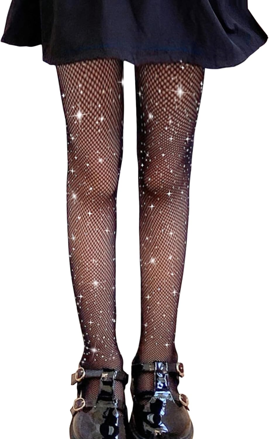 LOLANTA Girls Sparkle Tights 2 Pack Fishnet Rhinestone Stockings for Kids Glitter Shimmer Mesh Pantyhose - necksoother