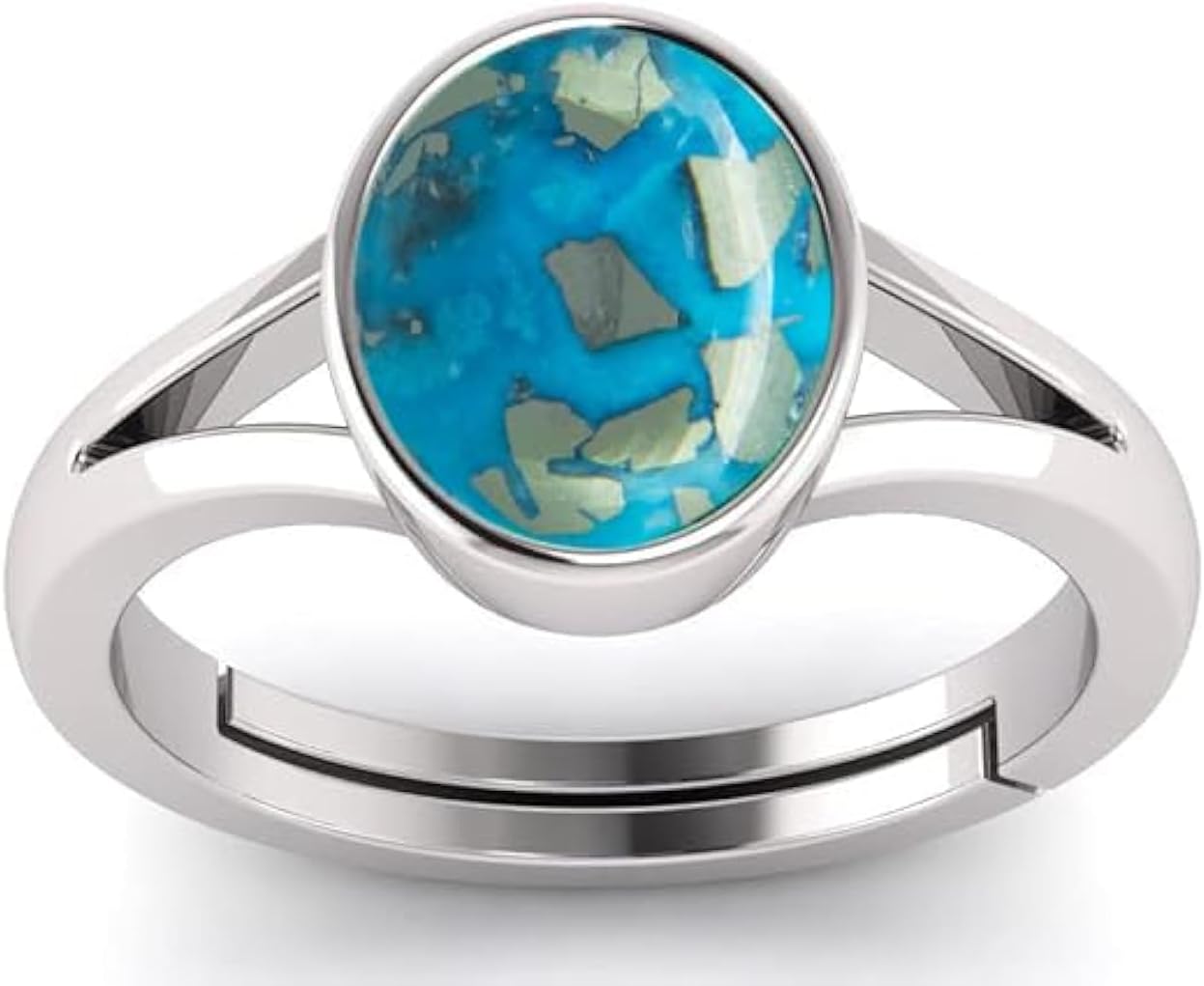 Natural Italian Firoza Sky Blue Turquoise 925 Sterling Silver Adjustable Ring For Women & Men's - necksoother