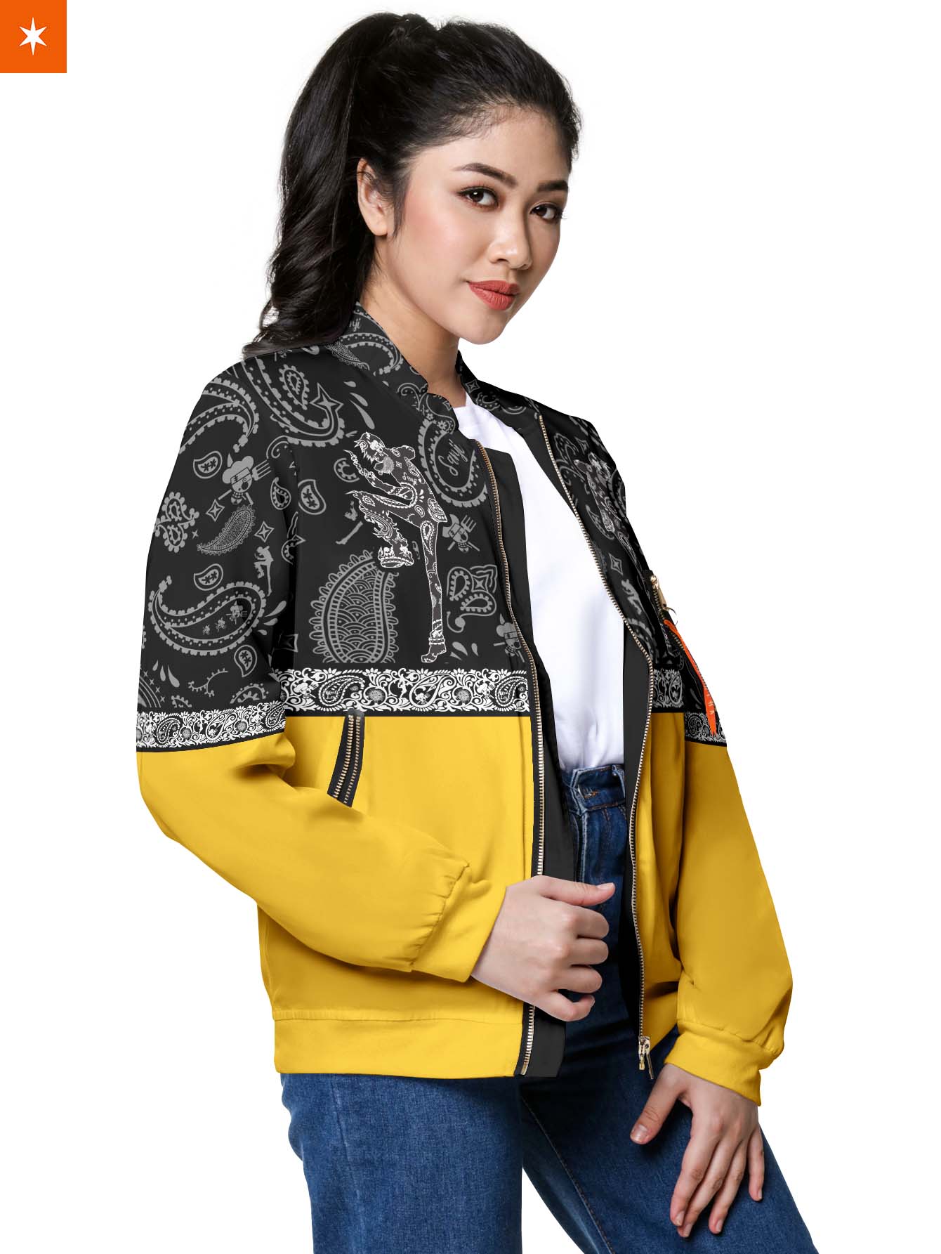 Black Leg Paisley Bomber Jacket - necksoother