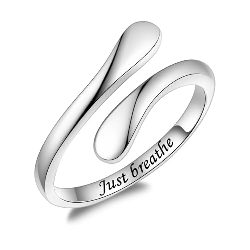 Fookduoduo 925 Sterling Silver Ring Inspirational Jewelry adjustable Wrap Open Rings for Women - necksoother