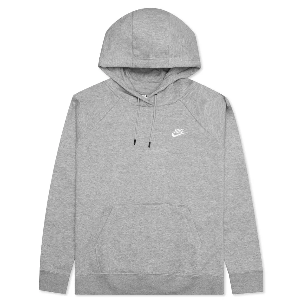 Sportswear Women's Essential Fleece Pullover Hoodie - Dark Grey Heather/White - necksoother