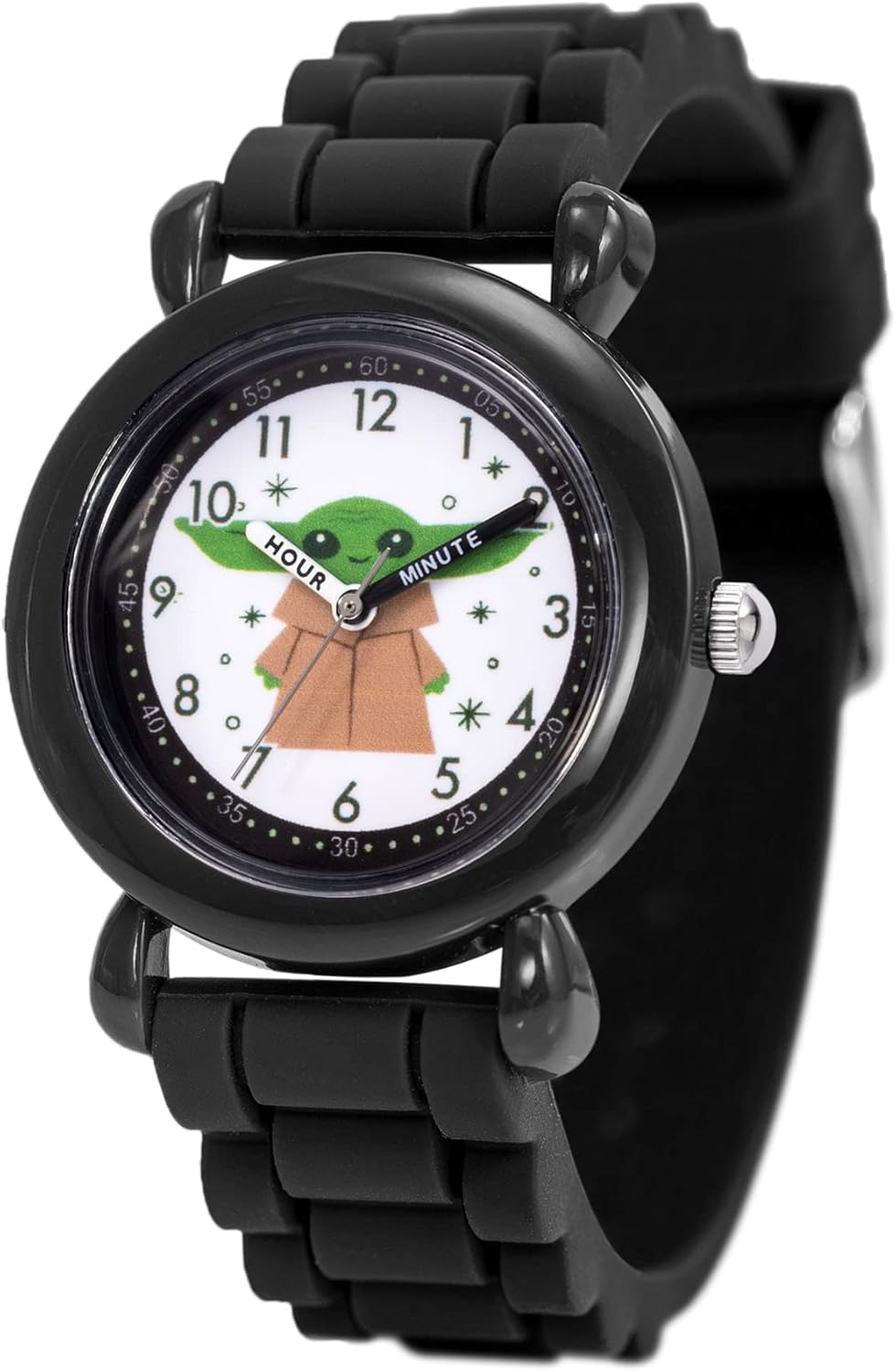 STAR WARS The Mandalorian Kids' Plastic Time Teacher Analog Quartz Silicone Strap Watch - necksoother