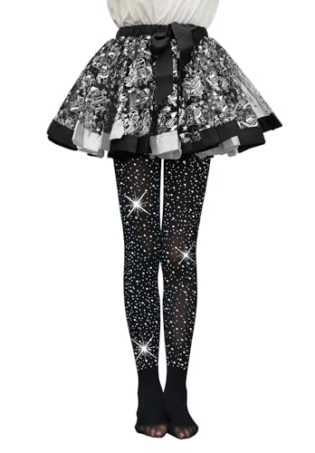 FANCAME Girls' Rhinestone Tights. Soft Glitter Stockings Opaque Dance Tights - necksoother