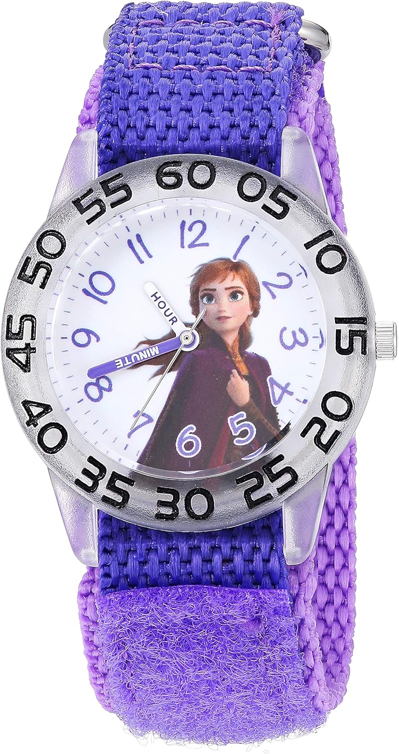 Disney Frozen Kids' Plastic Time Teacher Analog Quartz Nylon Strap Watch - necksoother