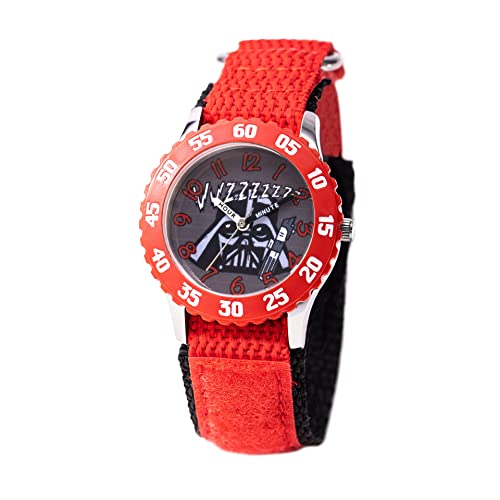 STAR WARS Kids' Bezel Stainless Steel Time Teacher Analog Nylon Strap Watch - necksoother
