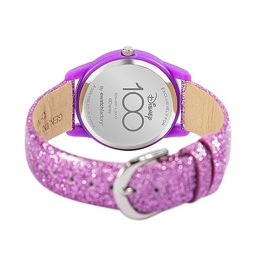 Disney 100 Kids' Plastic Time Teacher Analog Quartz Leather Strap Watch - necksoother