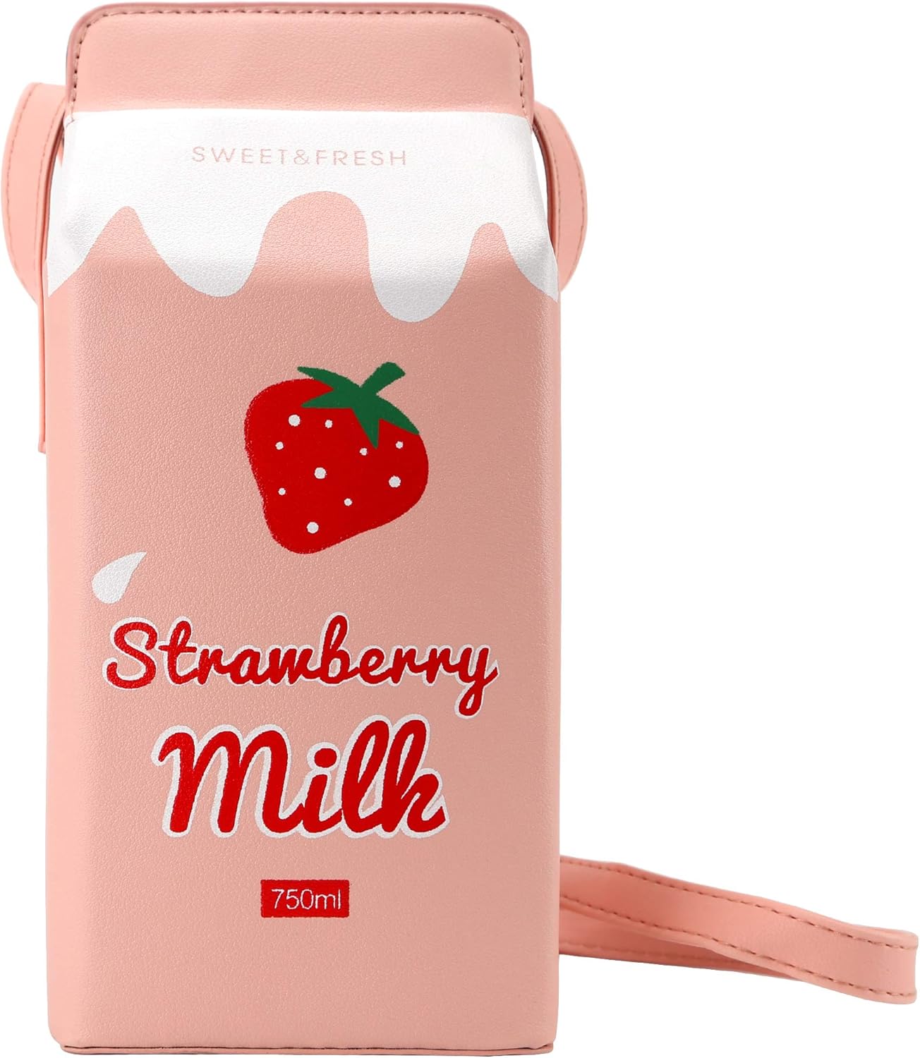 QiMing Cow appearance Milk Box CrossBody Purse Bag.PU Phone Shoulder Wallet for Women Girl - necksoother