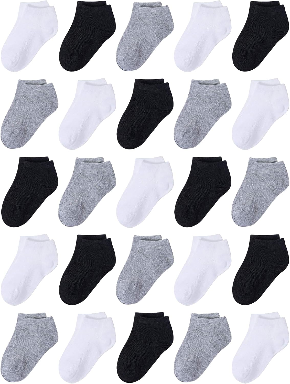 Cooraby 25 Pairs Kids' Socks Low Cut Socks Half Cushion Sport Ankle Athletic Socks for Boys Girls - necksoother