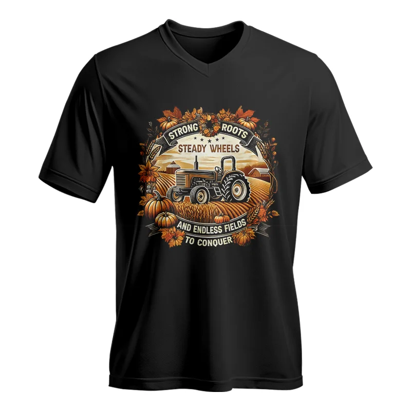 Thanksgiving Farmer Endless Fields To Conquer 1 - Unisex Jersey Short Sleeve V-Neck Tee - necksoother