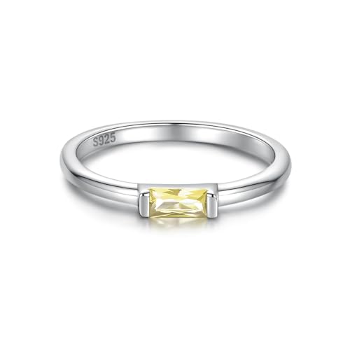 Birthstone Rings Jewelry 925 Sterling Silver Colorful Stackable Promise Ring for Women Wife Girlfriend Mom - necksoother