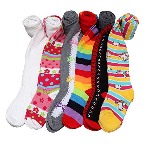 Angelina Girl's Colorful Assorted Winter Tights with Heel and Toe (6-Pack) - necksoother