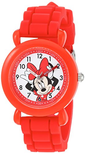 Disney Minnie Mouse Kids' Plastic Time Teacher Analog Quartz Silicone Strap Watch - necksoother