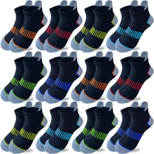 JAMEGIO Boys Socks 12 Pairs Ankle Athletic Socks for Kids Low Cut Sports Casual Socks - necksoother