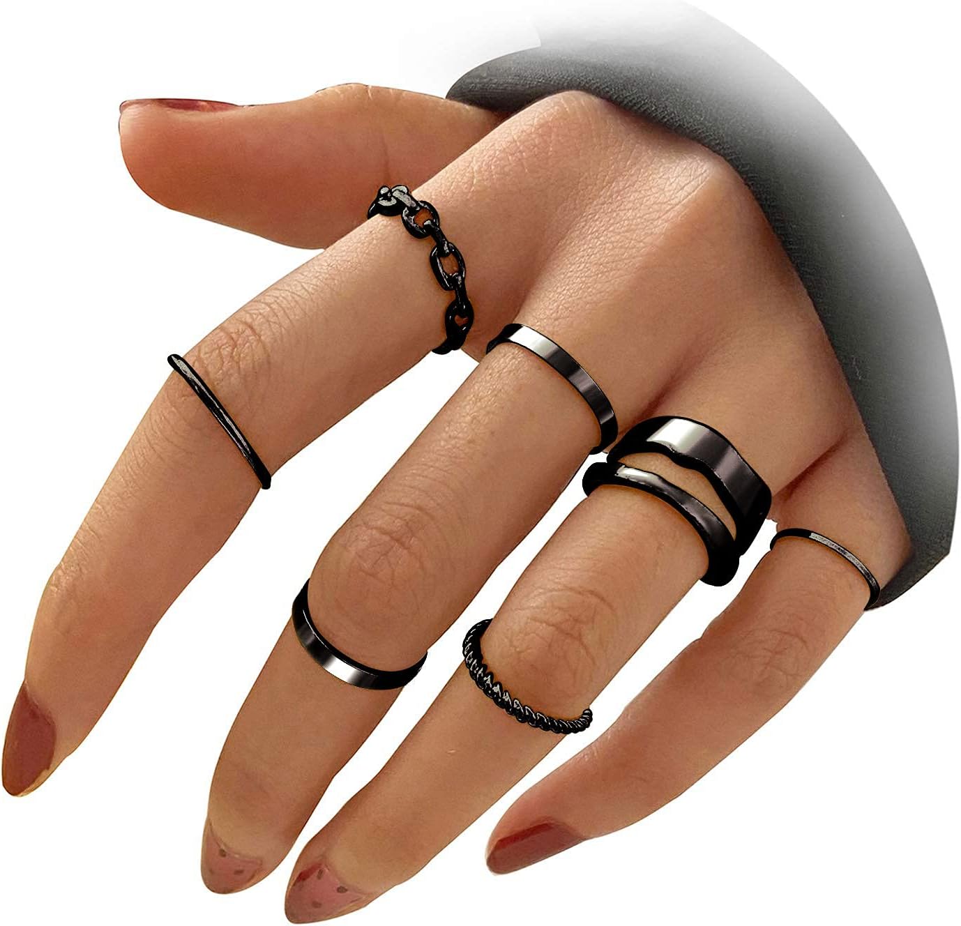 FAXHION Gold Knuckle Rings Set for Women Snake Chain Stacking Ring Vintage BOHO Midi Rings SIze Mixed - necksoother