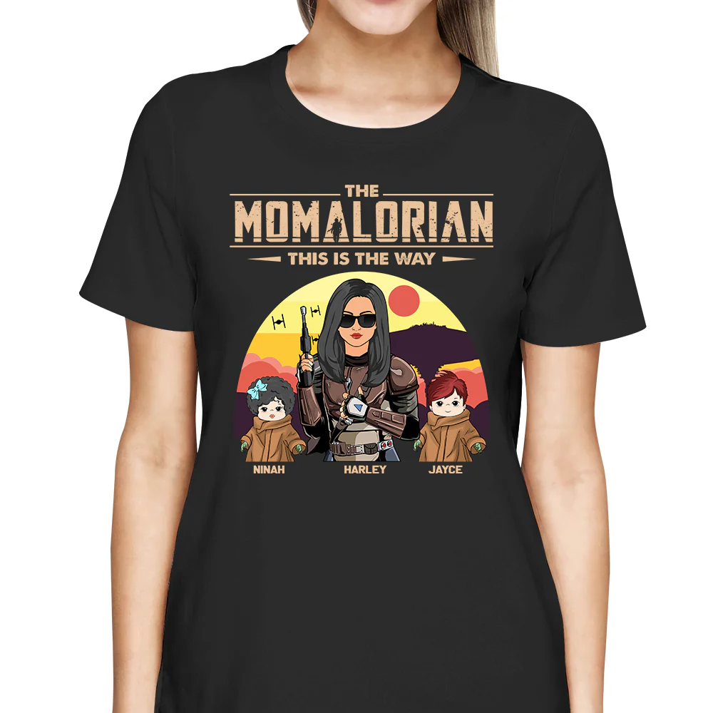 The Momalorian This Is The Way - Personalized Shirt Custom Tatooine Background With Kids - necksoother