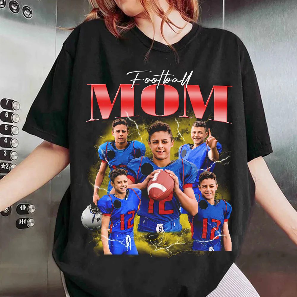 Custom Photo - Vintage Graphic 90s T-shirt Football Mom Dad Gameday Shirt Custom Bootleg Rap Tee H2511 - necksoother