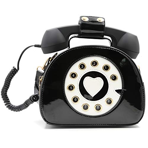 QiMing Retro dial telephone Crossbody Shoulder Bag.Pu Movable microphone Purse for Women - necksoother
